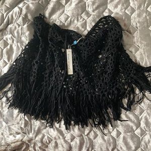 BNWT blue island fringe boho swim cover skirt